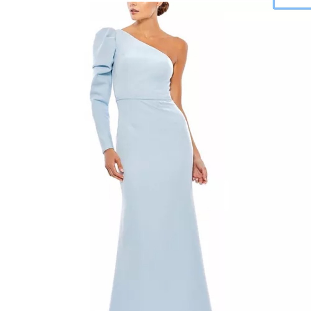 Mac Duggal One Shoulder Puff Sleeve Gown